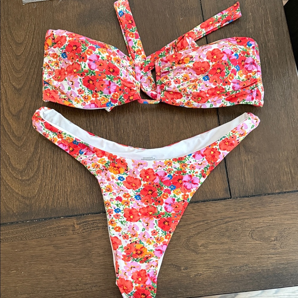 Monday Swimwear White and Multicolor Bikini